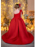 One Shoulder Red Satin Exquisite Flower Girl Dress One Shoulder Red Satin Exquisite Flower Girl Dress